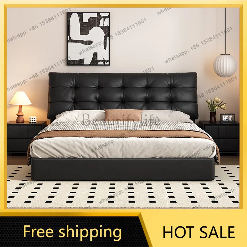 XX.Safe Design Bed Floor Beauty Headboards Bedroom Queen Children Leather Bed Sleeping Sun Letto Matrimoniale Trendy Furniture