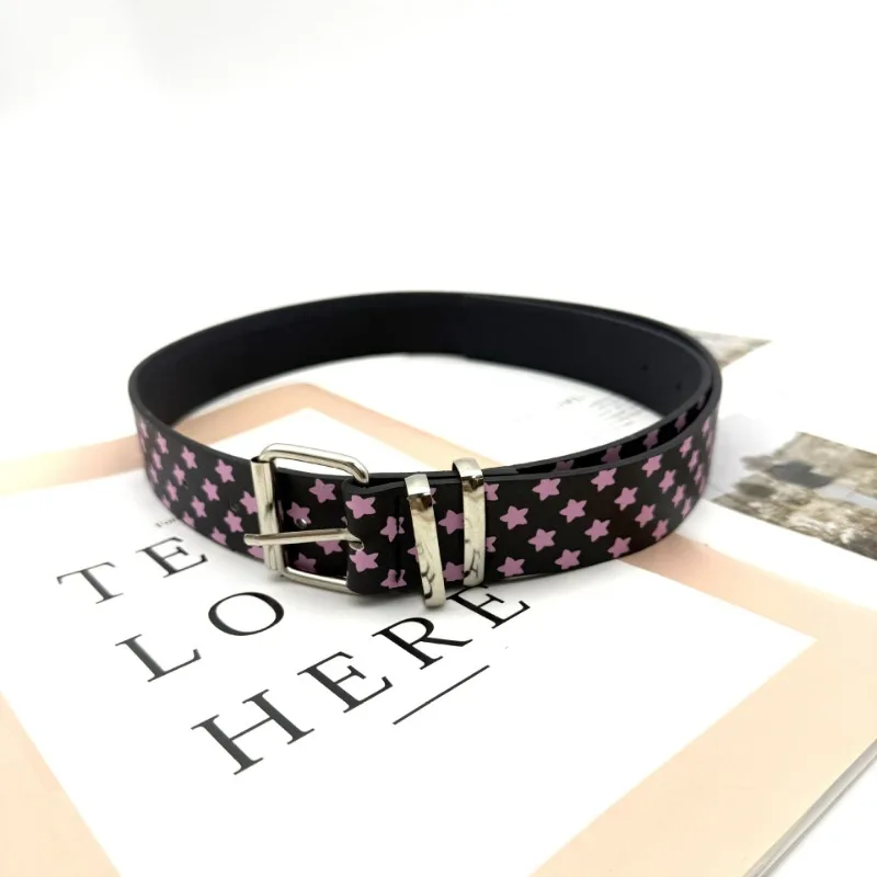 

2025 персонализированный женский ремень в пятизвездочный горошек с полой пряжкой Y2K, аксессуары в стиле панк, универсальный студенческий ремень
