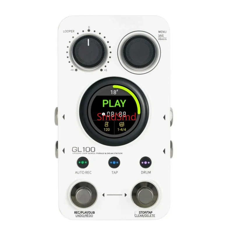 Guitar Pedals GL100 LOOP Drum Machine Effects Pedal Auto Record and Time Stretch Features 1.3-inch Touchscreen Pedal