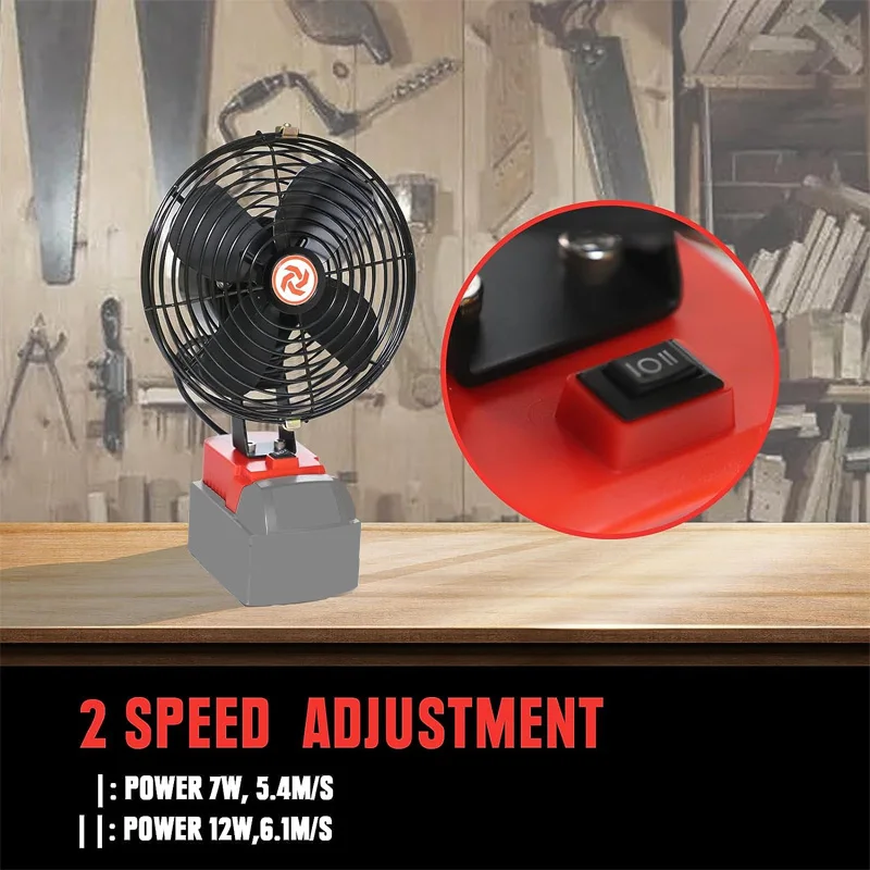 Cordless Fan Jobsite Fan for Milwaukee 18V Li-ion Battery Portable 2-Speed Cooling Fan for Outdoor Working Camping for Milwaukee