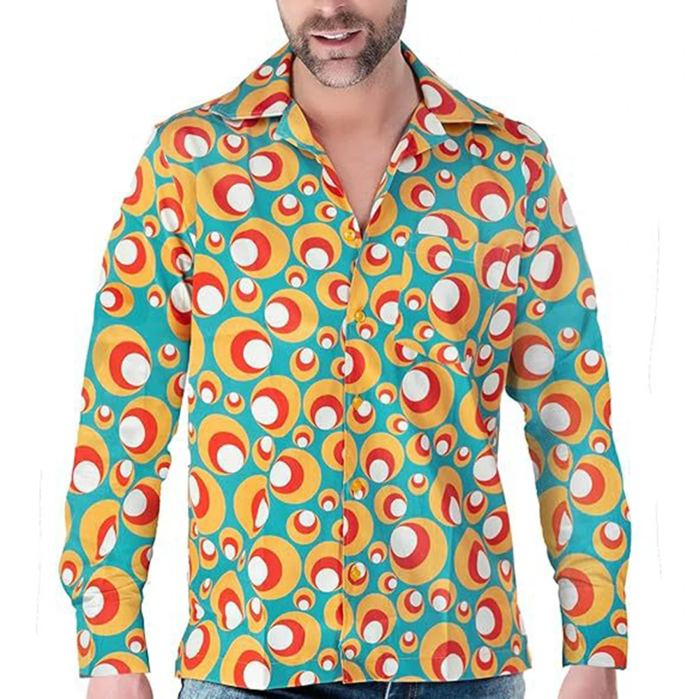 

Casual Spring Autumn Shirt Holiday Clothing Long Sleeve Lapel Shirt 2XL Floral Print Shirt Comfortable Fit Floral Pattern