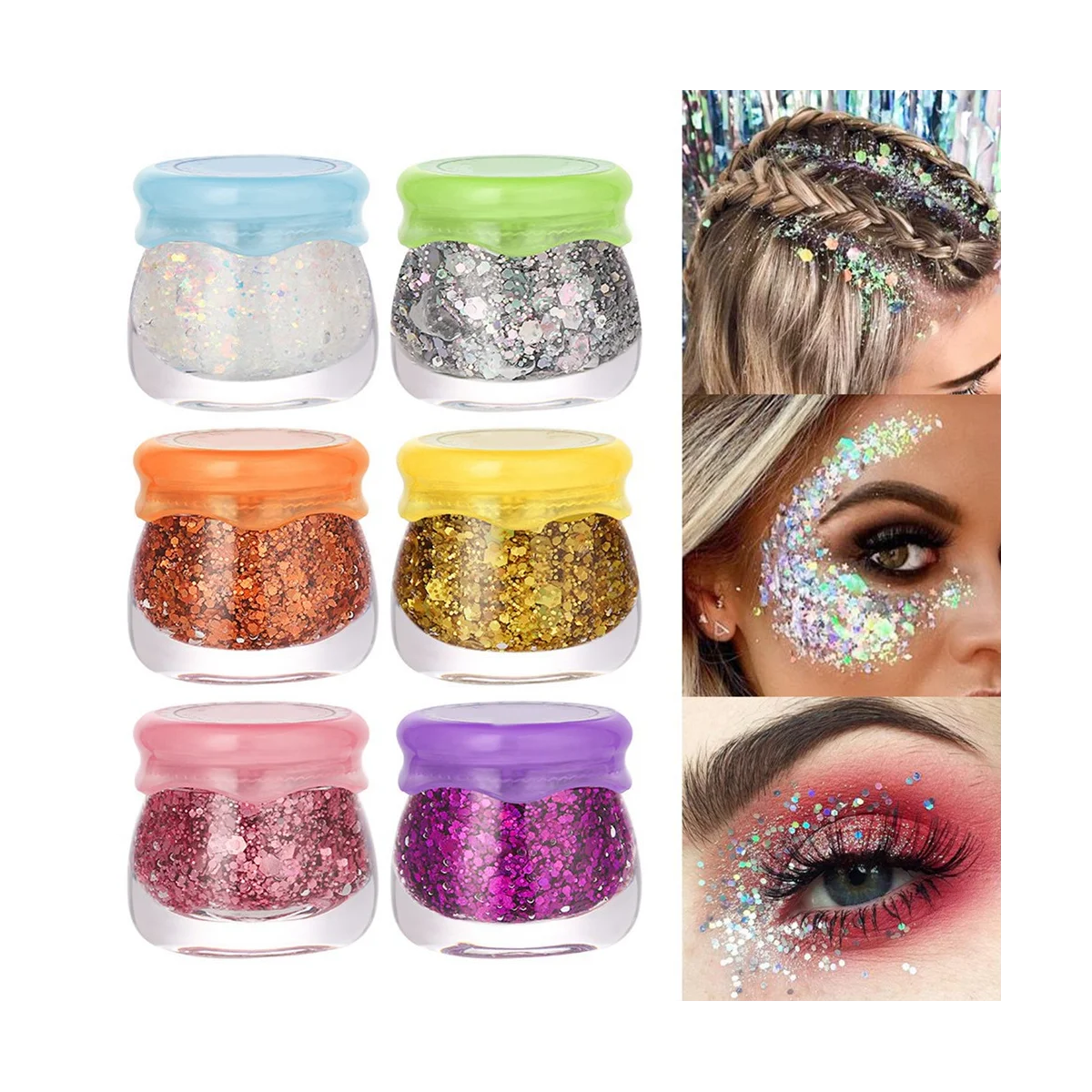 Eye Glitter Eyeshadow Nail Hair Body Face Glitter Gel Long Lasting Sparkling Sequins Festival Shinny Decoration Party, 5