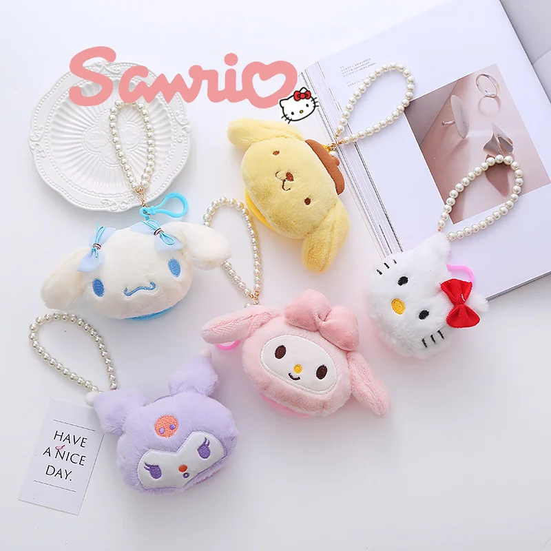 Sanrio Cinnamoroll Kuromi Plush Doll Keychain Cartoon Stuffed Pendant Woman Backpack Decoration Accessories Ornament Girl Gift