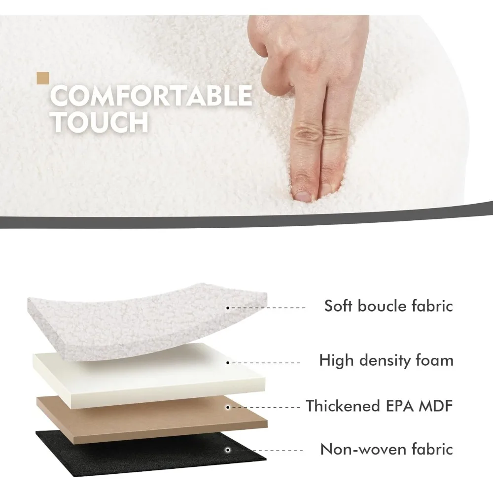 مسند دائري من PINPLUS مع مجموعة تخزين مكونة من 2، مقعد فانيتي مع صينية تخزين لغرفة النوم، مقعد صغير مخملي لراحة القدم أوتو #5