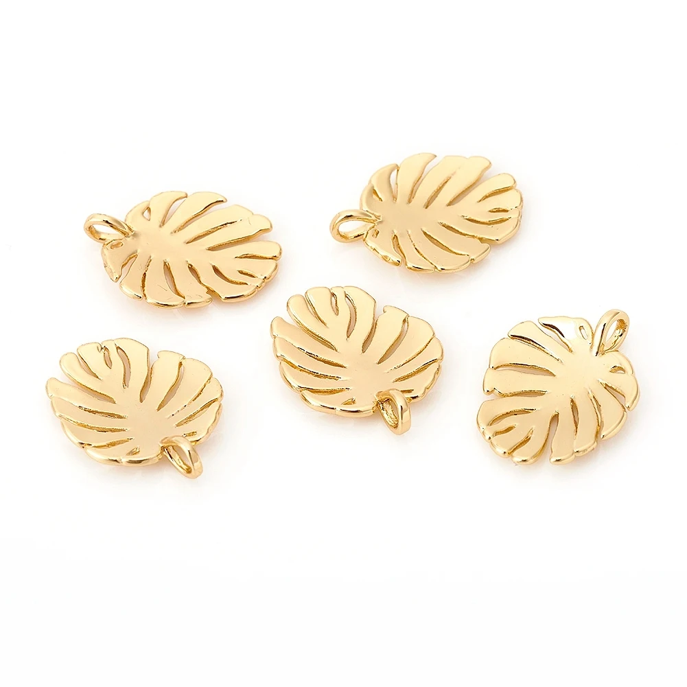 

10pcsMetal Pendants Tropical Leaf Charms Monstera Leaf Gold Plated for Making DIY Jewelry Necklace Bracelet Earring Charm Craft