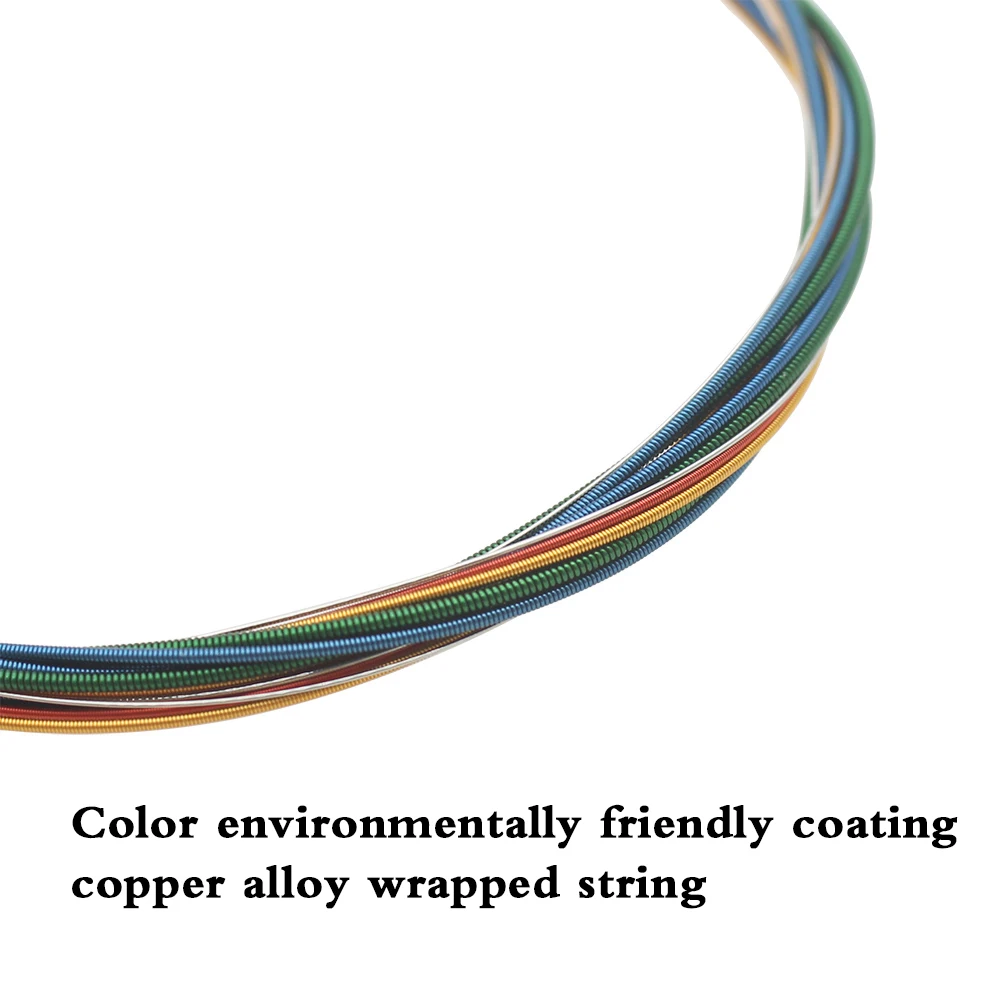 IRIN 6Pcs/Set Acoustic Guitar Strings Rainbow Colorful Guitar Strings E-A For Acoustic Folk Guitar Classic Guitar Multi Color