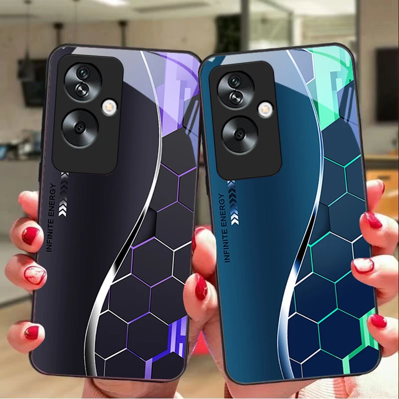 الخيال العلمي فضي أبيض ل ممن لهم A79 5G 58 78 74 60 4G رينو 11F Realme GT 6 11 نوت 50 10 C55 X2 الزجاج المقسى الأسود جراب هاتف