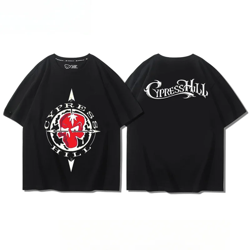 

2025 West Coast Band Pattern Print Summer T-shirt, loose and casual trend, 100% pure cotton round-neck short-sleeved T-shirt