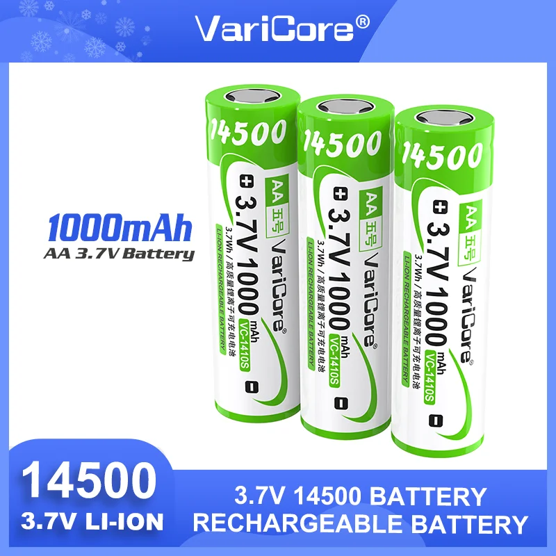 VariCore جديد 3.7 فولت 14500 1000 مللي أمبير VC-1410S ليثيوم أيون بطارية قابلة للشحن ل المتعدد كاسحة مصباح كاميرا رقمية التحكم عن بعد