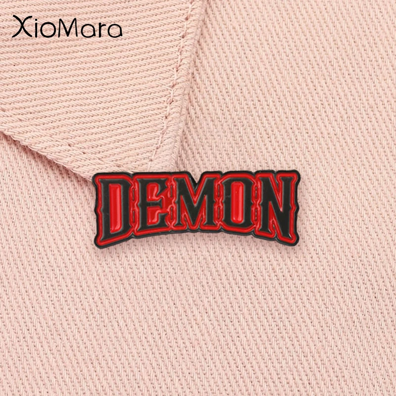 DEMON Halloween Enamel Pin Dark Punk Rock Slogan Halloween Brooch Lapel Bags Badge Fashion Jewelry Accessories Gift for Friends