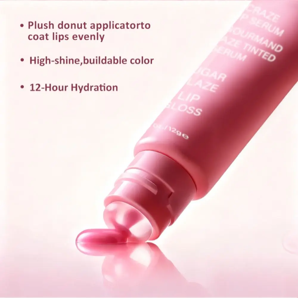 Pearlescent Color Donut Lip Gloss Hydrating Shimmer Lip Glaze Moisturizing Plump Glossy Lip Makeup Lip Care