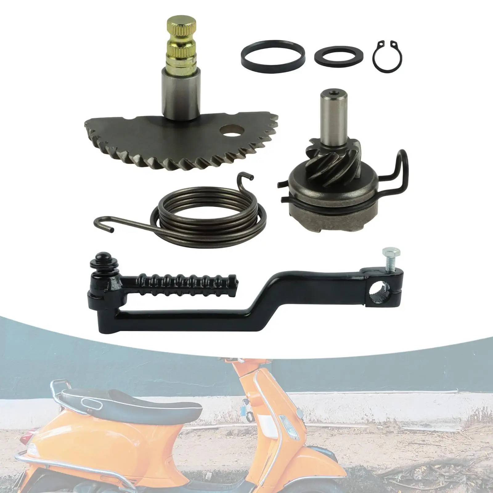 

Moped Kick Starter Gear Shaft Pedal Kit Sturdy Assembly Replacement Kick Start Gear with Return Spring for ATV Scooter