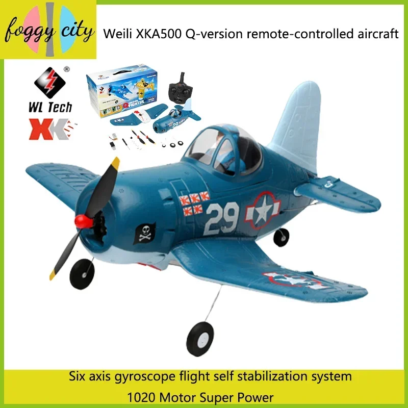 

New Weili Xka500 Four Channel Remote Control Aircraft Q Version F4u Pirate Electric Aviation Model Fixed Wing Aircraft