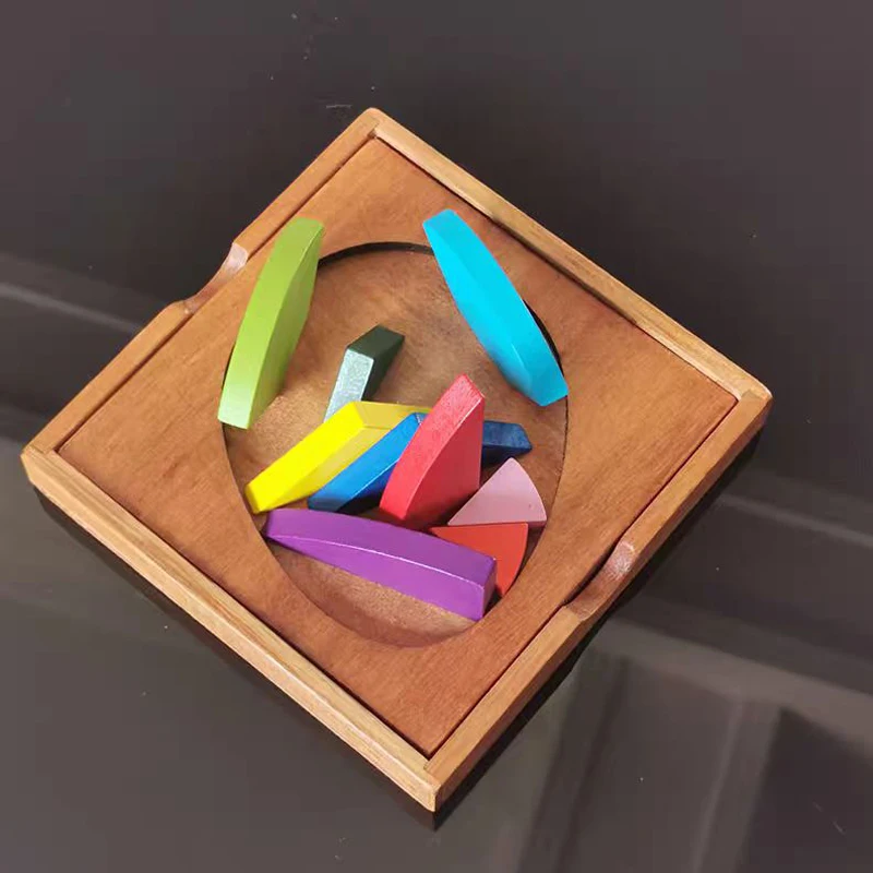 Cajas De madera Rompecabezas en forma De huevo y Rompecabezas Juegos De rompecabezas Montessori Tangram Juegos De Ingenio y Habilidad Mental