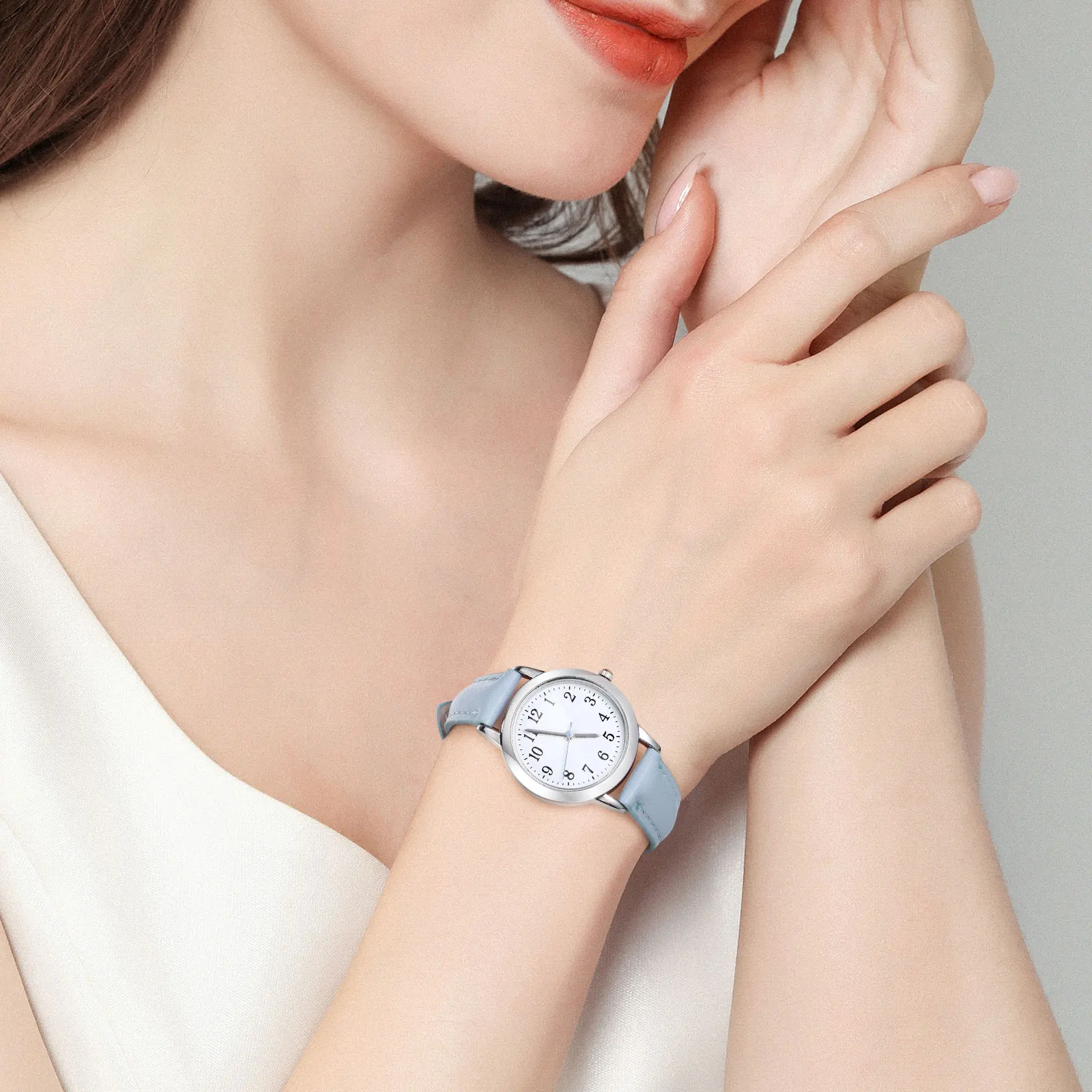 

1 Pcs Trendy Women Waterproof Quartz Watch PU Leather Strap Simple Casual Wristwatch