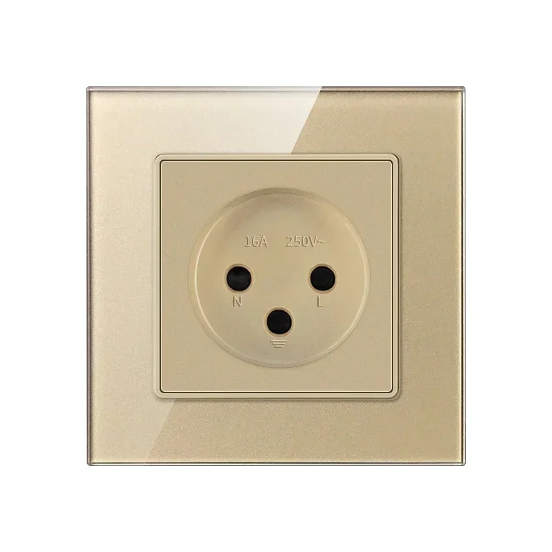 Israel Wall Outlet Electrical Power Socket 16A Crystal Glass Panel 90-250V Plug White/Black/Gold for Home Office Kitchen