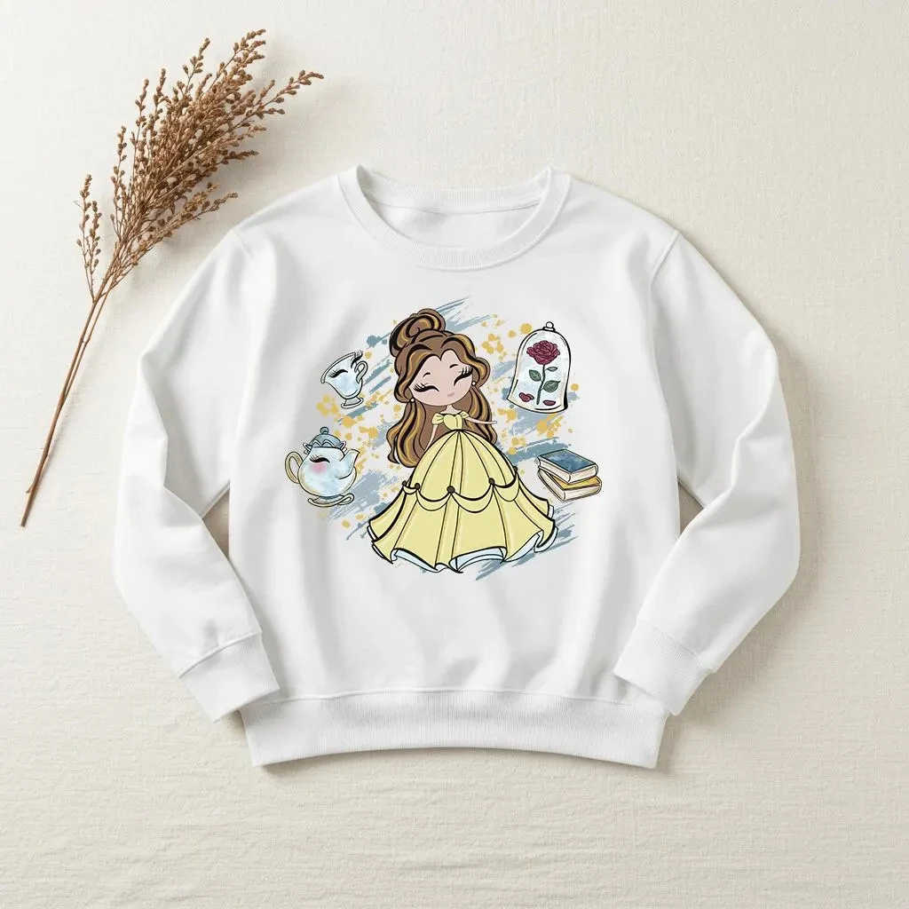 Sudadera con capucha de princesa Bella para niña, adorable viaje de Disney del mundo 2025, sudadera de vacaciones de Disney, La Bella y La Bestia