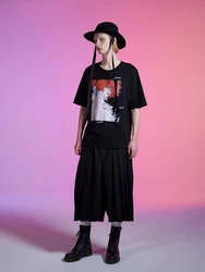 YCS Yamamoto Yoji Animation Illustration T-shirt Yohji Short Sleeve Couple Joint Cotton Round Neck Half Sleeve Men and Women