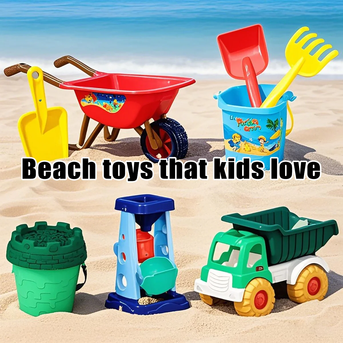 Children's beach toy sets: shovels, beach buckets, funnel tools, summer outdoor water play toys for babies