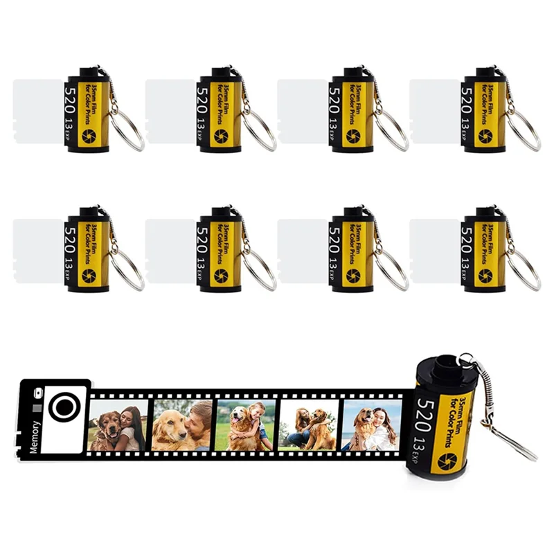 WORTHOWN-40 Pack porte-clés en rouleau de Film de mémoire par Sublimation, porte-clés de cartouche de rouleau de Film d'appareil photo vierge par Sublimation Double face