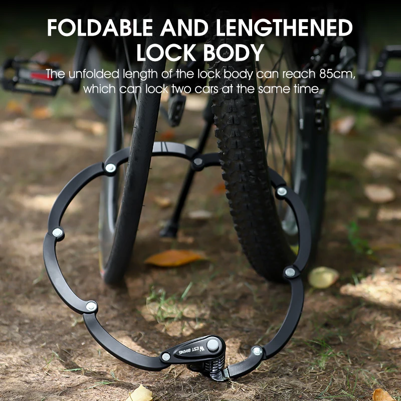 WEST BIKING Anti-Theft Bicycle Folding Lock MTB Road Bike Portable Lock Scooter Ebike Motorcycle Safety Lock Cycling Accessories