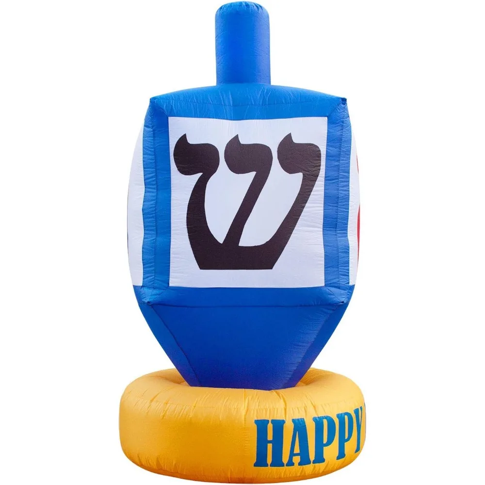 ديكور ساحة هانوكا دريديل العملاق بطول 8 أقدام - ديكور خارجي من شانوكاه مع مصابيح LED ومروحة