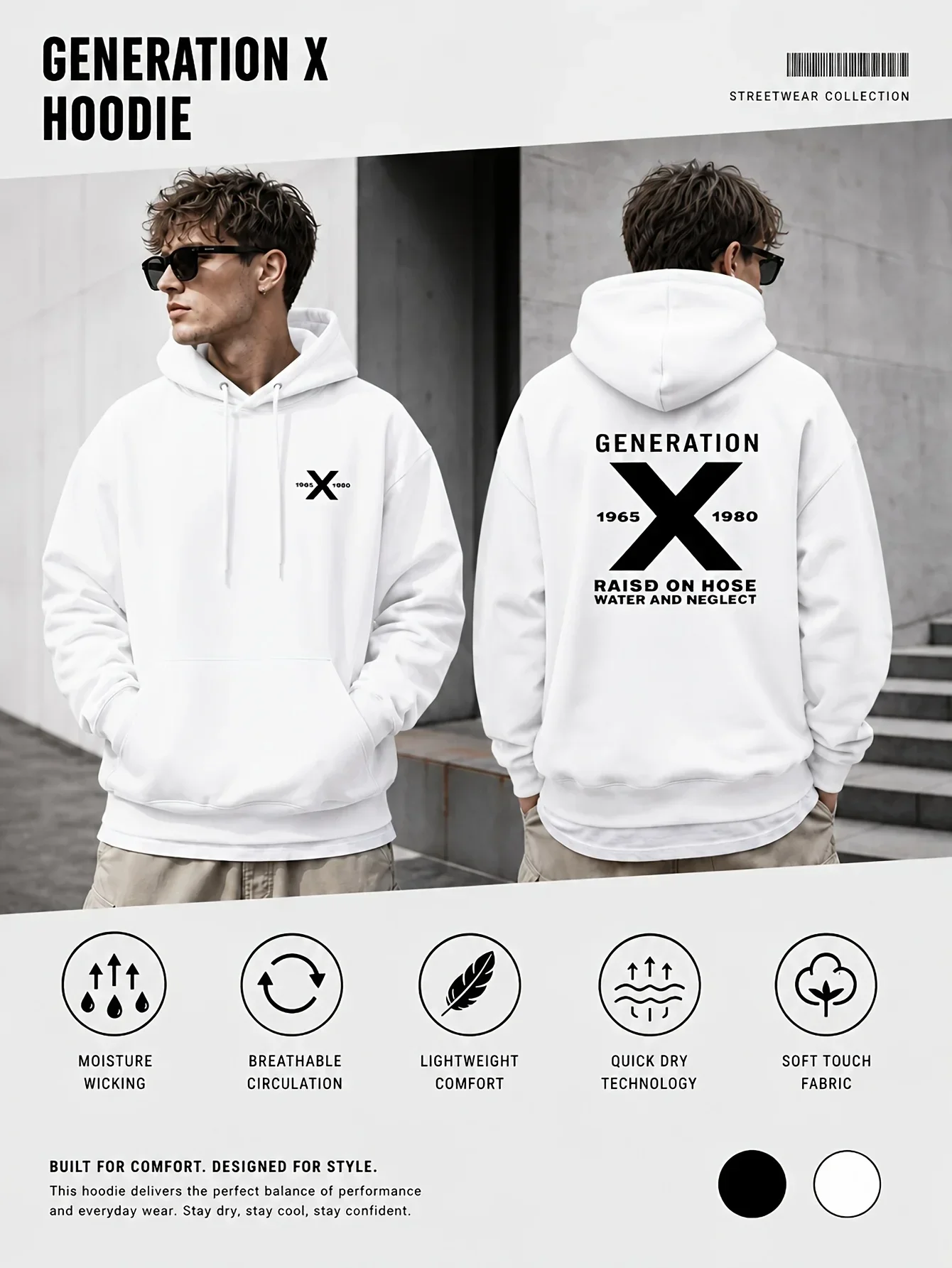 Gen X Hoodie Unisex Generation 1965 1980  Water Funny Retro Oversized Casual Sport Sweatshirts