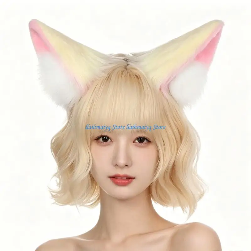 

573B Furs Cats Foxes Ears Hairhoop Headwear Anime Fancy Dress Party Cosplay Halloween Costume Lolitas Maid Headband Hairband