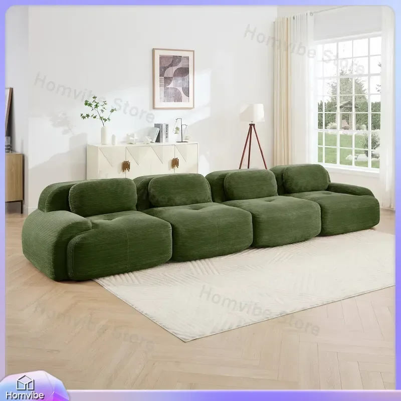 4 Seat Sofa Corduroy Fabric Pet Friendly Ergonomic Living Room Sofa Set Free Combination Modular Sofa Full Compression