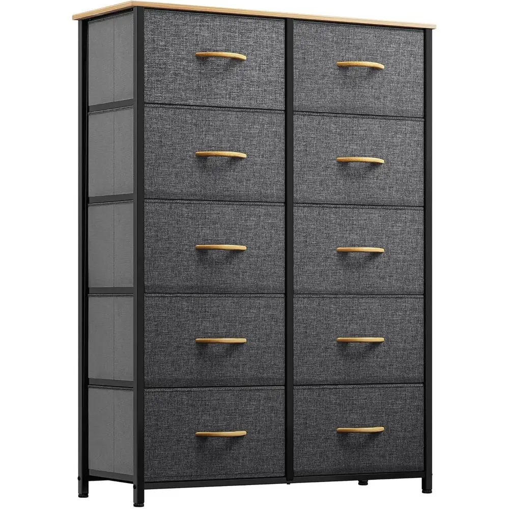 

10 Ders Drer, abric Drer, Tall Chest Organizer Unit or Living Room, Hallway, Closets, Sturdy Steel e, Wooden Top