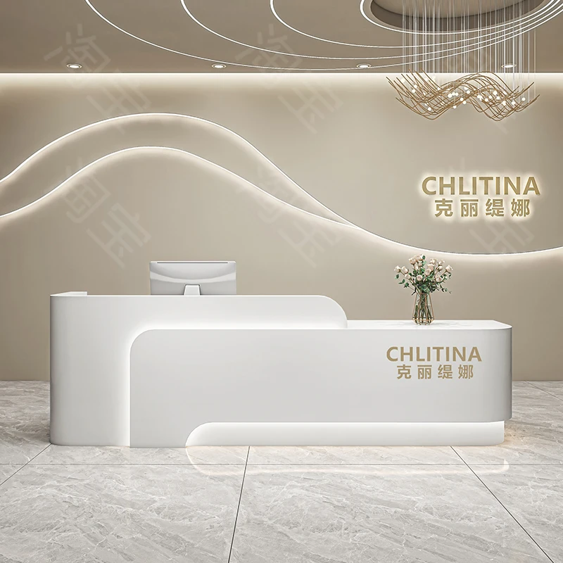 Machine à écrire bureau De réception Infodesk blanc exécutif bureau De réception industriel complet Mostrador De Tienda meubles De réception