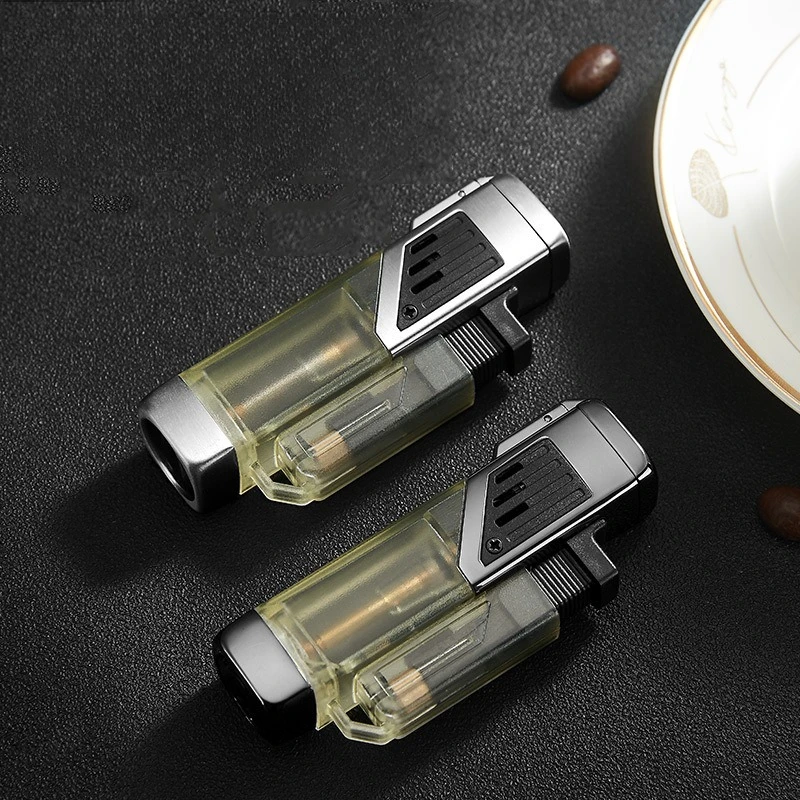 Windproof Four Nozzle Gas Jet Lighter Visual Direct Flame for Cigars Moxibustion Mosquito Repellent - New Model