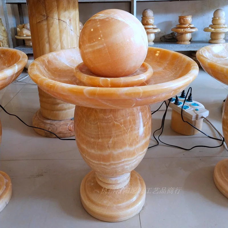 

New handmade jade feng shui ball club villa floor ornaments luminous water fountain cornucopia auspicious decoration