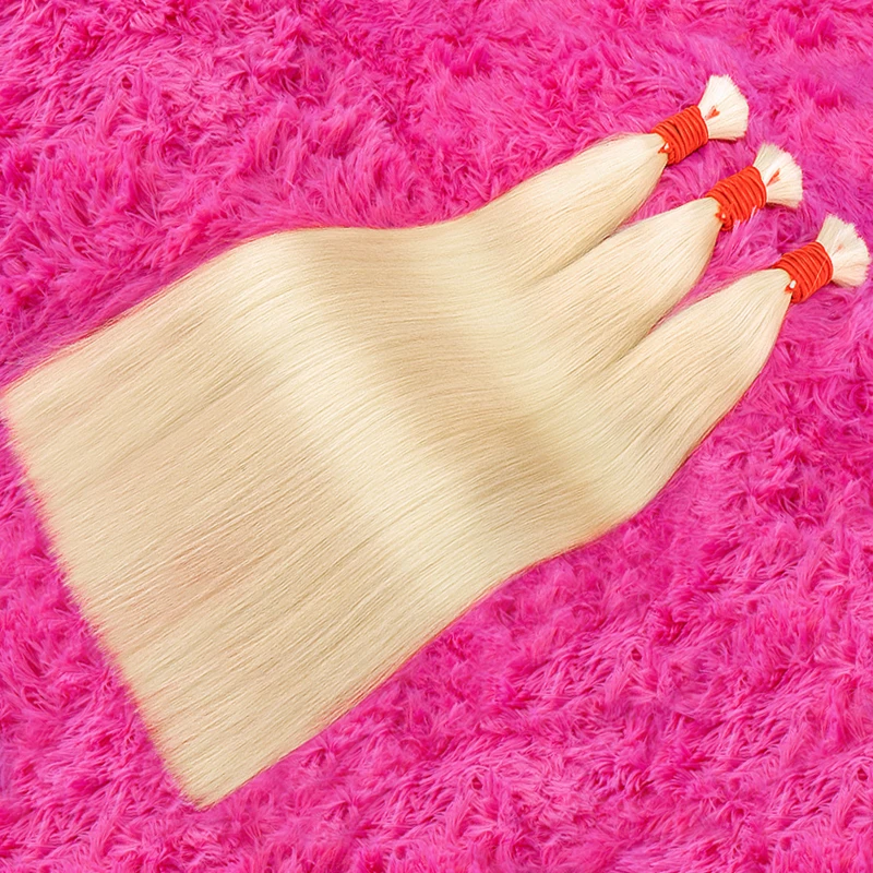 100%人毛ブレード用バルクヘアエクステ、バージンレミーストレートヘア、30インチハニーブロンド、ウェフトなしヘアエクステンション