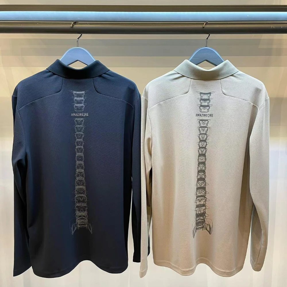 Men Golf Long Sleeve Polo Shirt Lapel Quick Dry Breathable Sport Tops Casual Golf Wear