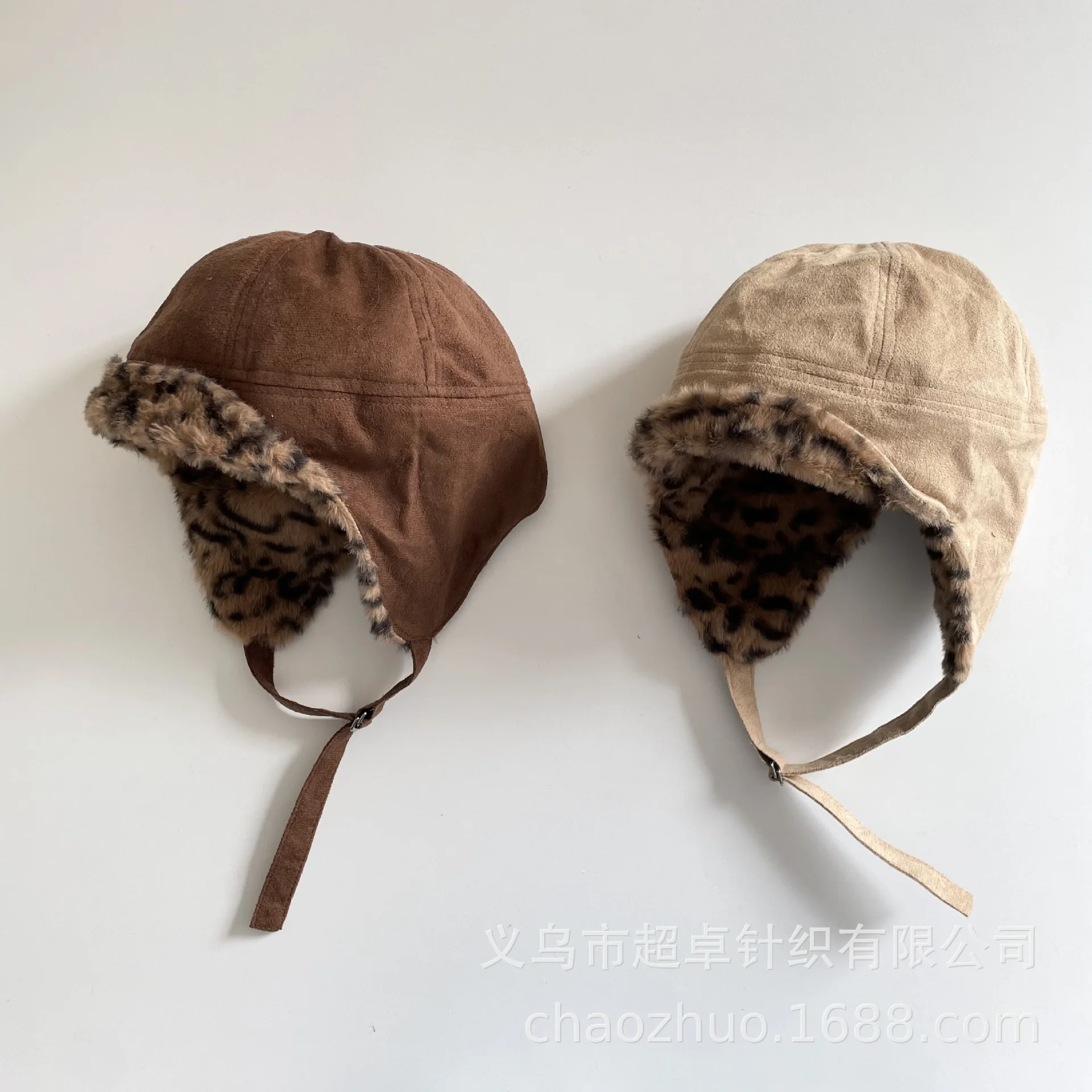 

Retro Leopard Print Windproof and Warm Fur Lei Feng Hat for Children Boys and Girls Ear Protection Lei Feng Hat