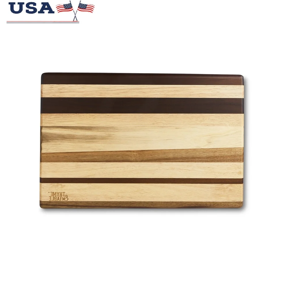 

Multi-Wood Butcher Block 18x12 Inch Non-Slip Silicone Feet Ideal Chopping Slicing Dicing Kitchen Prep Durable Juice Grooves