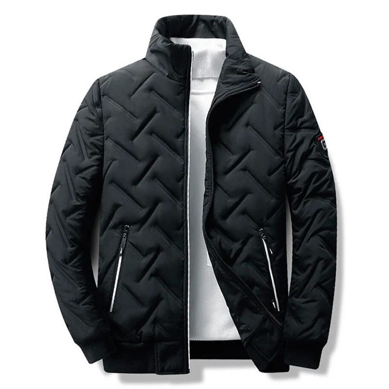 Chaqueta acolchada con cremallera para hombre, Parka informal de manga larga, cálida, sólida, ligera, para Otoño e Invierno