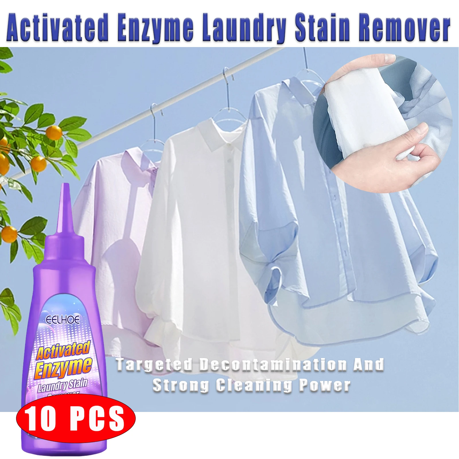 10pcs Laundry Cleaner Powerful Active Enzyme Clothes T-Shirt Jacket Oil Stain Removal Agents Clothes Washing Foam Cleaner