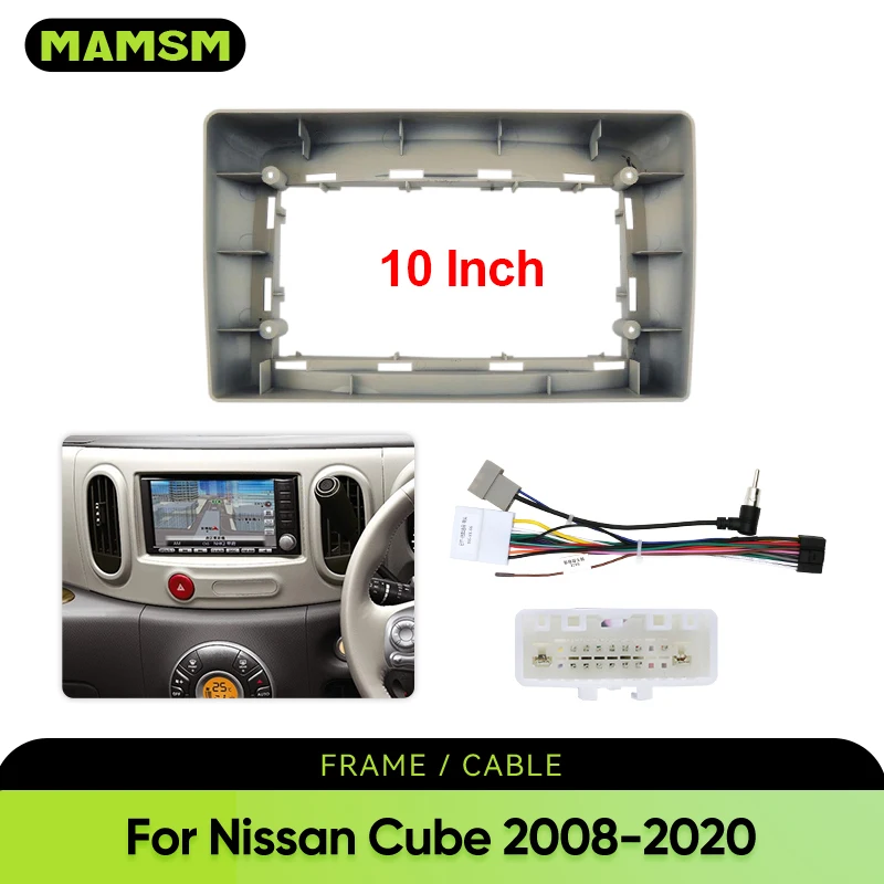 

MAMSM 10.1 Inch Car Radio Fascia for NISSAN CUBE 2008-2020 Video CD Stereo Frame Plate 2 Din Adapter Navigation Panel RHD BEIGE