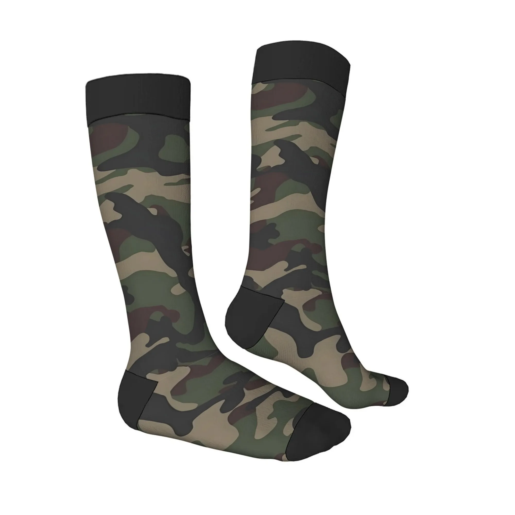 Vintage Retro Camouflage Knee High Socks 90s Military Fashion Throwback Distressed Camo Print & Streetwear Edge for Nostalgic view 6