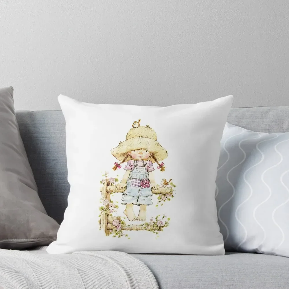 

Sarah Kay - Girl sitting on a fence with birds Throw Pillow Anime Decorative Sofa Cushions christmas supplies Pillow