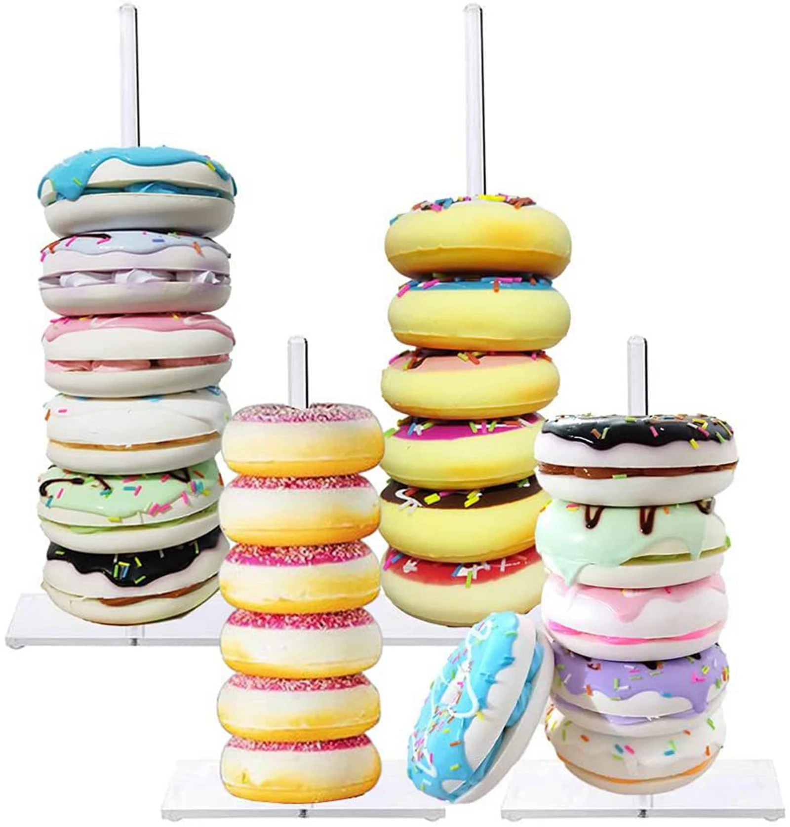 

Acrylic Donut Stands,Clear Acrylic Bagels Holder Doughnut Dessert Stand Table Decoration for Wedding Birthday Party Donut Party