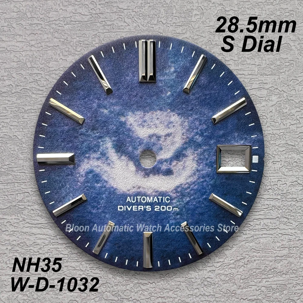 

28.5mm S Logo Diving Dial Suitable For NH35/NH36/4R/7S Movement 3D Printing Colorful Calendar Watch Modification Accessories