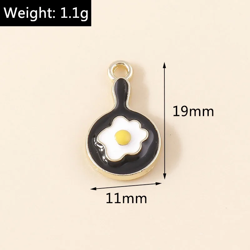 Leslie 10 Stück süße Emaille-Lebensmittel-Charms, Hamburger Pommes Frites, Pizza, Milchkuchen, Schokolade, Anhänger für Armband, handgefertigte Schmuckherstellung – Detail 6