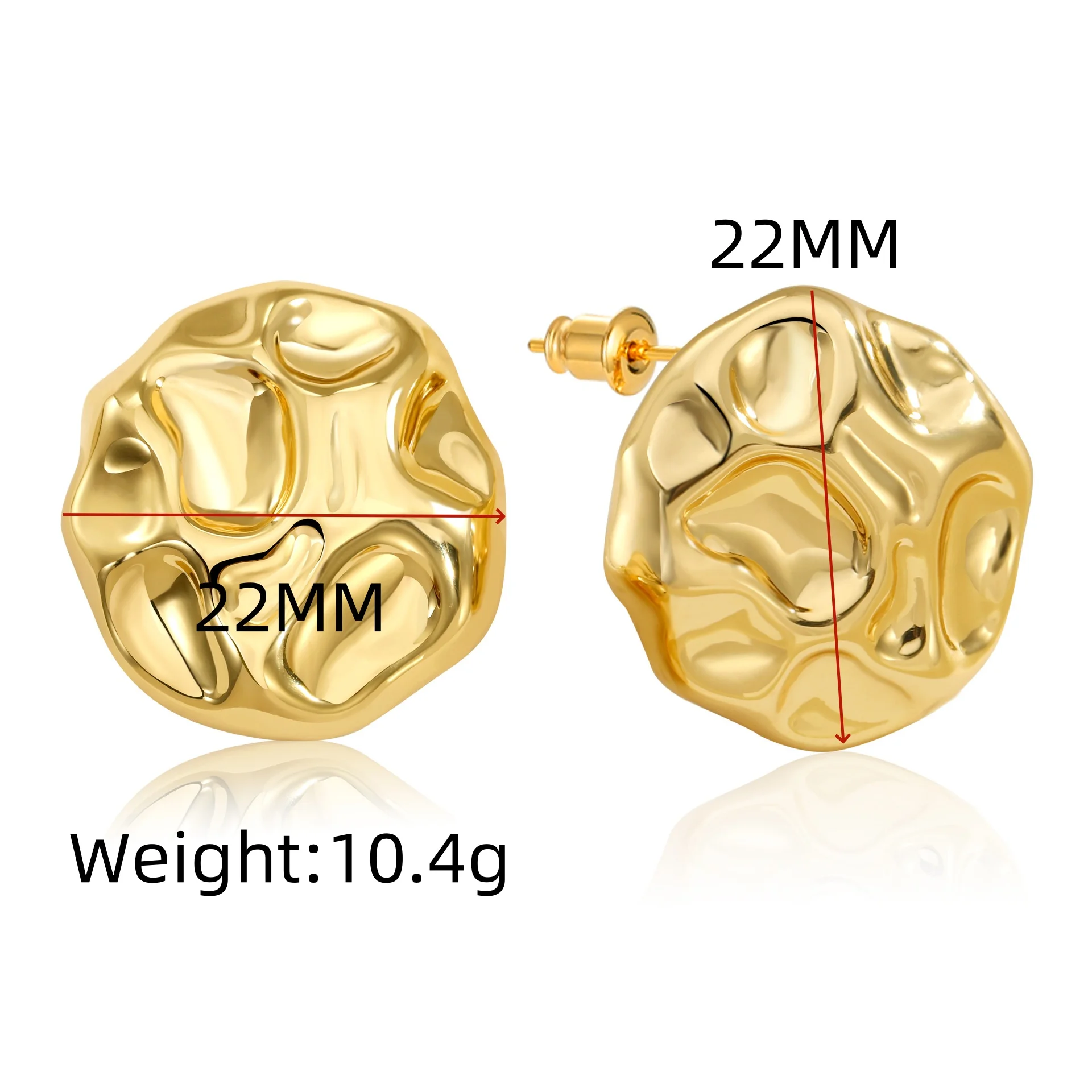 OIMG 316L Stainless Steel  Personalized and Versatile Design Irregular wrinkles Concave Convex Circles Stud Earrings for Women