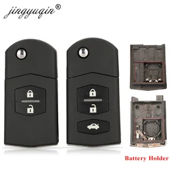 Jingyuqin-funda plegable para mando a distancia de Mazda 2, 3, 5, 6 CX-7 / CX-9/MX-5, con reemplazo de hoja sin cortar, 2/3 botones