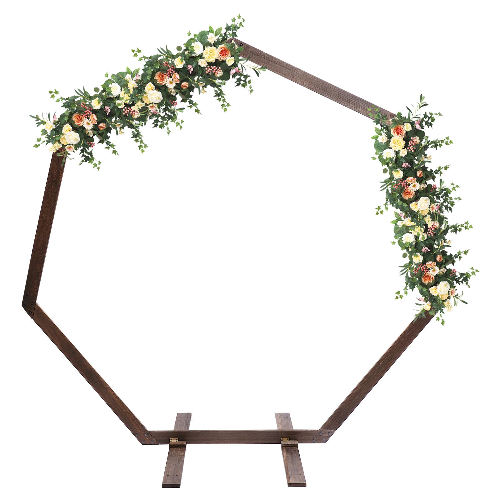 

Wood Wedding Arch, 7.4x7.2ft, Natural Wood, Heptagon Design, DIY Customizable Backdrop for Weddings, Parties, Floral