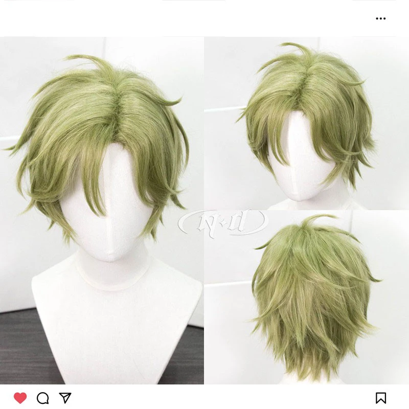 Toq Quality Game Nu: Carnival Olivine Cosplay Wig Green Short Heat Resistant Synthetic Halloween Party Wigs + Wig Cap