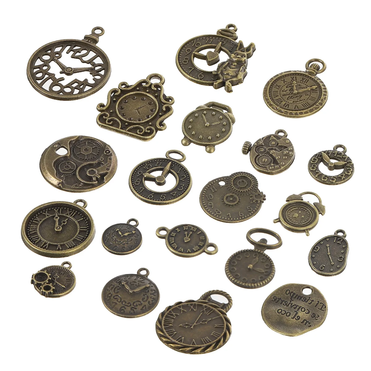 

40pcs Clock Watch Pendant Jewelry Making Vintage Alloy Necklace Metal Charms Safe Durable Small Lightweight Various Styles